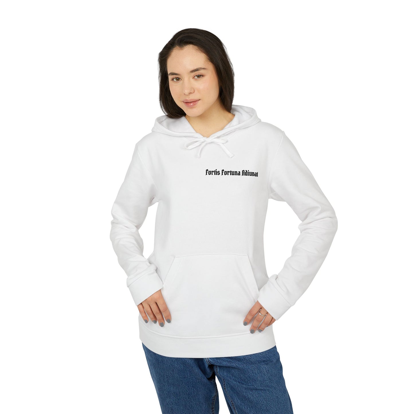 High Table Collective Adidas Fleece Hoodie Latin Saying 'Fortis Fortuna Adiuvat' Gym Motivation