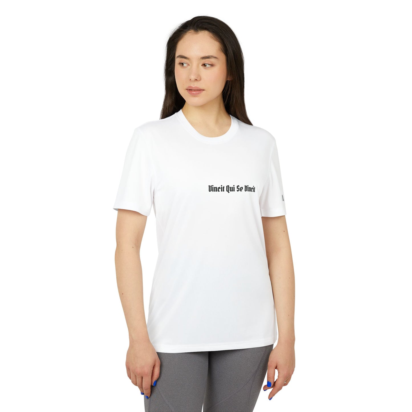 High Table Collective Adidas Unisex Sport T-shirt with Latin Saying 'Vincit Qui Se Vincit'